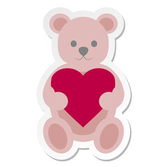 Fototapeta na wymiar teddy bear holding heart sticker