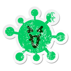 mean laughing virus distressed sticker