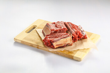 Raw beef ribs for cooking