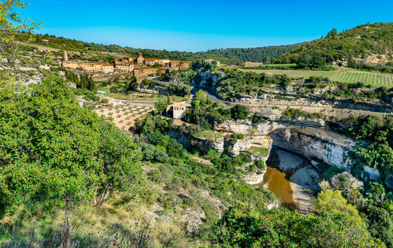 The beautiful city of Minerve in the department of H&eacute;rault with the river Cesse flowing through the centre of it.