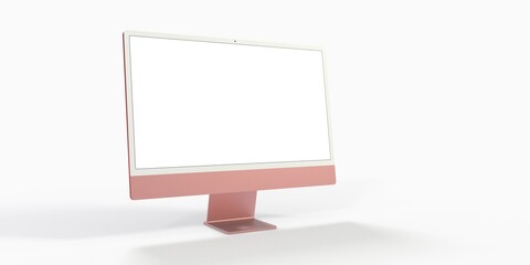 Computer display with blank white screen 3d.