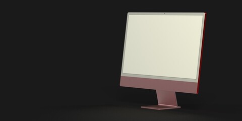 Realistic 3D Computer, with a white screen, isolated on a white background