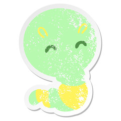 Fototapeta premium cute little worm grunge sticker