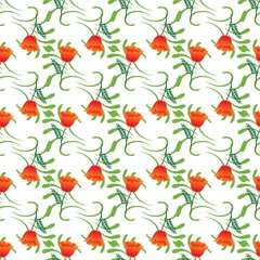 Summer pattern with orange flower on white