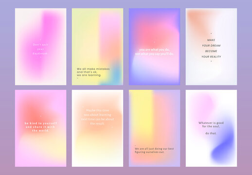 Social Media Post Layout Set with Gradient Background