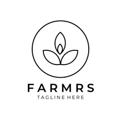 farms logo line art badge vector illustration design