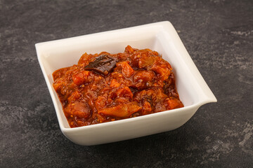 Eggplant saute with tomato and herbs