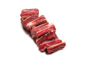 Raw beef ribs isolated on white background.