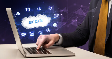 Businessman working with laptop concept