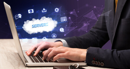 Businessman working with laptop concept