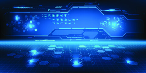 Hi tech digital technology stage layout for futuristic modern tech showcase.Vector illustrations.