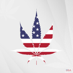 Flag of USA in Marijuana leaf shape. The concept of legalization Cannabis in USA.