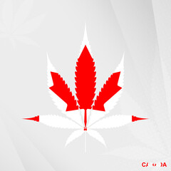 Flag of Canada in Marijuana leaf shape. The concept of legalization Cannabis in Canada.