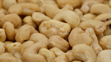 raw cashew nuts close up