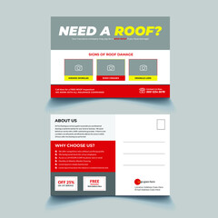 Roof Repair Service Postcard Template Design