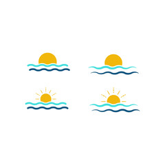 sea and sun vector logo template