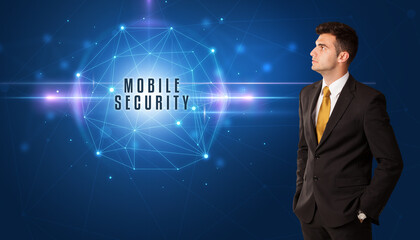 businessman thinking about security concept