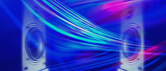 Hi end loudspeakers. Monitor hifi sound system for sound recording studio. Professional hi-fi speaker box. Audio equipment for home theater. Speakers boxes audio music concert. Audio stereo system.