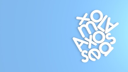 3D white typography over a blue paper background 