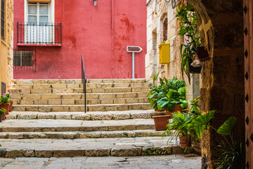 Fototapeta na wymiar Narrow street in Penáguila, Alicante (Spain) 