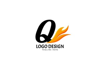 Fototapeta premium Letter Q Fire Logo for Brand or Company, Concept Minimalist.