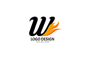 Fototapeta premium Letter W Fire Logo for Brand or Company, Concept Minimalist.