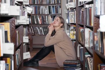 portrait of a woman in a library