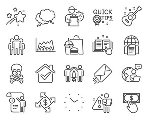 Fototapeta na wymiar Education icons set. Included icon as Internet documents, Payment click, Guitar signs. Chemical hazard, Quick tips, Payment exchange symbols. Partnership, Speech bubble, Manual doc. E-mail. Vector