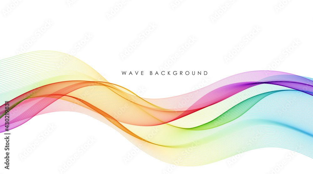Poster Vector abstract colorful flowing wave lines isolated on white background. Design element for technology, science, music or modern concept.