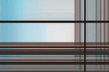 Minimalistic background for design. Brown horizontal and vertical stripes on a blue background. Banner with copy-space.