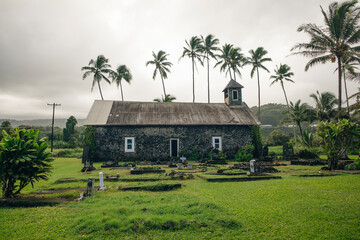 A view of the old church at Keanae Point on Maui, Hawaii.