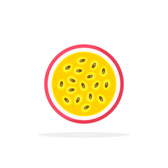 Half of passion fruit icon. Isolated object. Passion fruit logo. Vector illustration