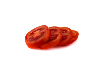 Four slices of red tomato