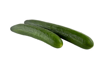 two mature green cucumbers