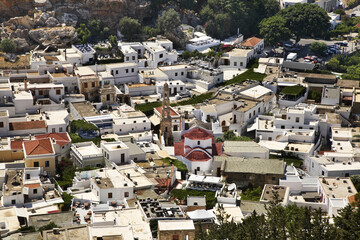 Fototapeta na wymiar Panoramic view of Lindos. Rhodes island. Greece
