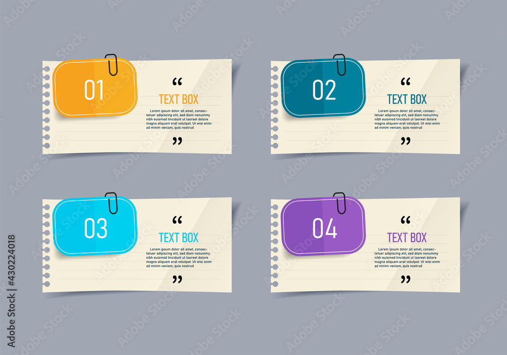 Poster text box design with note papers.