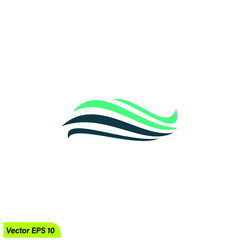 wave sea logo in swoosh style vector design element