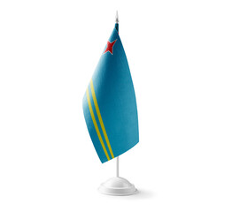 Small national flag of the Aruba on a white background