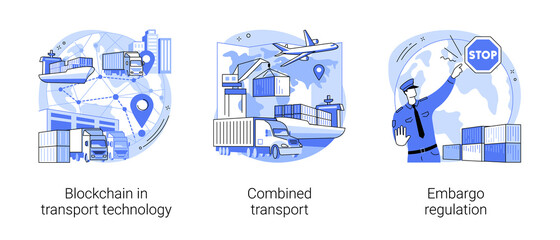 Commercial transportation industry abstract concept vector illustrations.