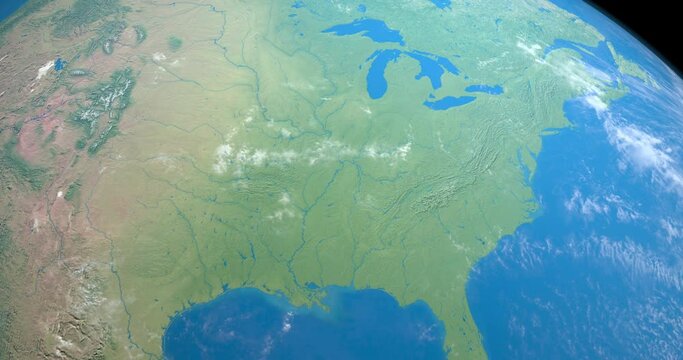 Mississippi River in planet earth, aerial view from outer space