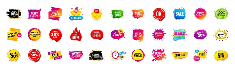 Best discount offer banners. Price deal sale stickers. Black friday special offer tags. Sale bubble coupon. Promotion discount banner templates design. Buy offer sticker. Super deal set. Vector