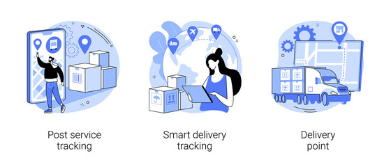 Parcel shipment abstract concept vector illustrations.