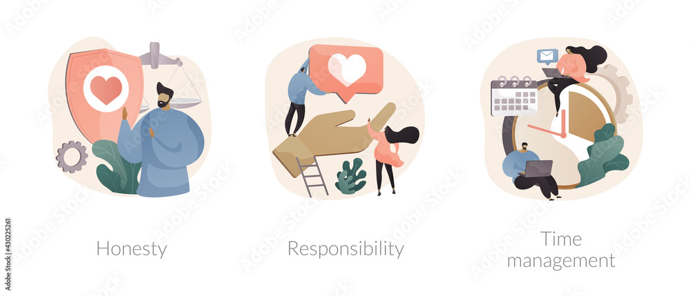Poster managing position abstract concept vector illustrations.