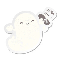 ghost with top hat grunge sticker