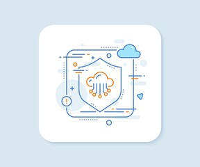 Cloud storage service line icon. Abstract vector button. Big data sign. Cloud storage line icon. Protect shield concept. Vector