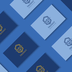 trident logo and icon vector with mockup illustration design template