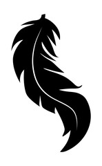 illustration of an old feather. Feather silhouette. Retro image of letter with feather icon.