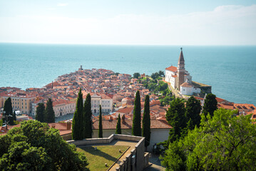 City near the sea   - Piran. Old historic town in the Slovenia. Best vacation.