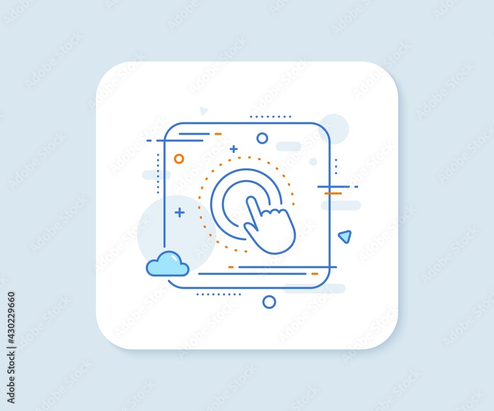 Poster click hand line icon. abstract square vector button. touchscreen gesture sign. push action symbol. c