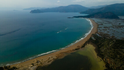 Iztuzu Beach view from Hill in Dalyan of Turkey